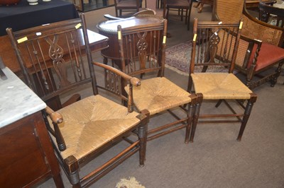 Lot 403 - A 19th Century rush seated and spindle framed...