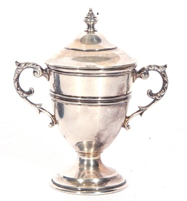 Lot 157 - George V silver small trophy cup and lid with...