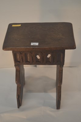 Lot 423 - A 17th Century style oak stool decorated with...