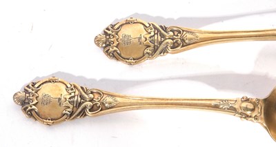 Lot 24 - Pair of Victorian silver gilt Kings shape...