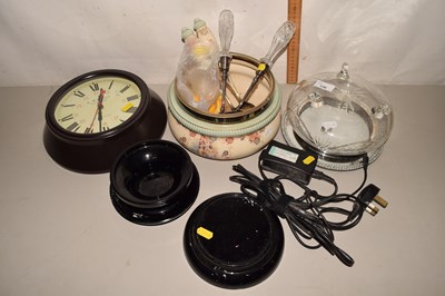 Lot 136 - Mixed Lot:  Salad servers, retro style wall...