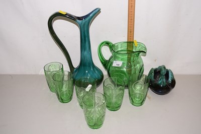 Lot 144 - Mixed Lot: Green glass lemonade set together...