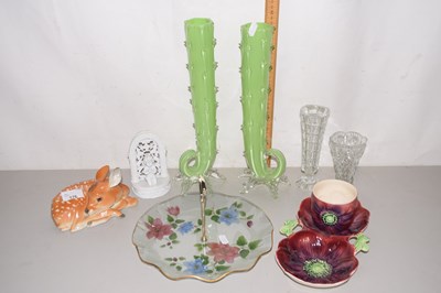 Lot 176 - Mixed Lot: Pair of glass cactus vases, Russian...