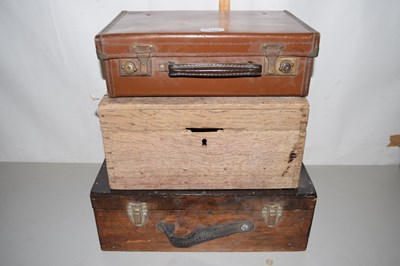 Lot 184 - A small leather case, a further lacquered case...