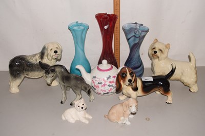 Lot 202 - Mixed Lot: Various porcelain model dogs, glass...