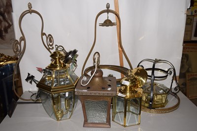 Lot 207 - Mixed Lot: Three various brass framed lanterns,...