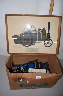 Lot 209 - A box of various toy vehicles, model railway...