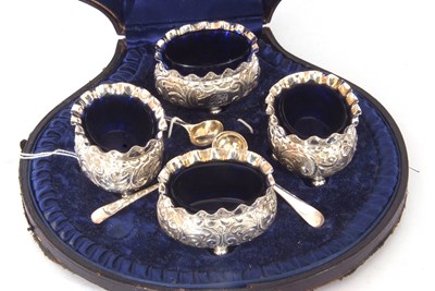 Lot 169 - Set of four late Victorian silver four-footed...