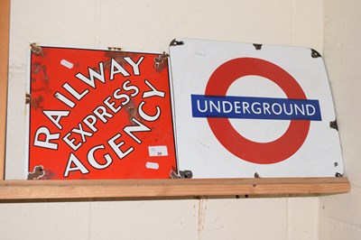 Lot 30 - A small enamel sign marked Railway Express...