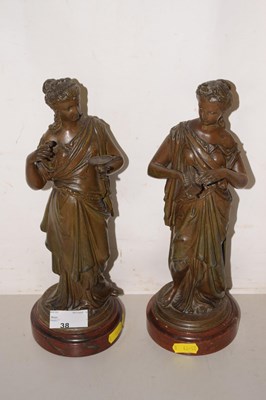 Lot 38 - A pair of bronzed metal classical ladies