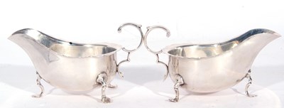 Lot 6 - Two George VI sauce boats with card cut rims,...