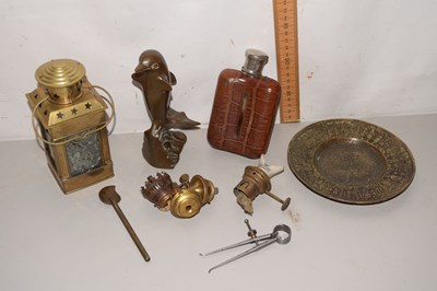 Lot 49 - Box of mixed items to include miniature lantern