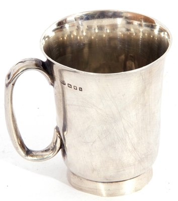 Lot 177 - George V silver mug of flaring cylindrical...