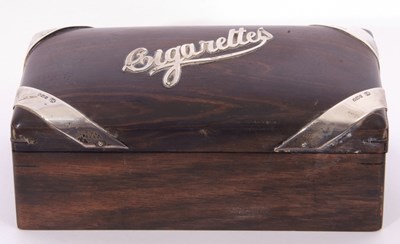 Lot 178 - Hardwood and silver mounted table cigarette...