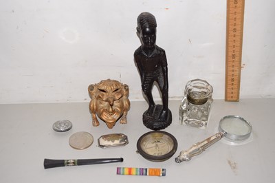 Lot 82 - Box of mixed items to include a novelty ink well