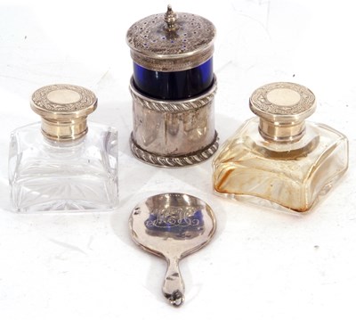 Lot 180 - Mixed Lot: Edward VII silver and blue glass...