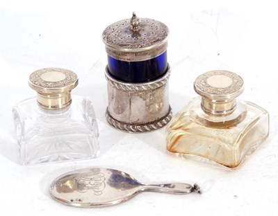 Lot 180 - Mixed Lot: Edward VII silver and blue glass...