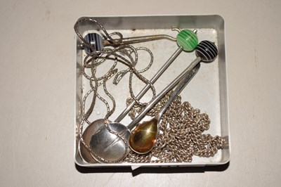 Lot 111 - Box of silver coffee spoons and other assorted...