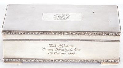 Lot 182 - Hallmarked silver table cigarette box of...