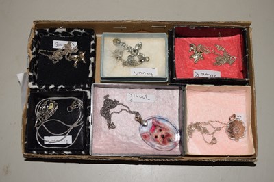 Lot 122 - Box of various small silver necklaces and...