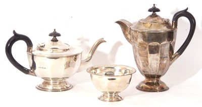 Lot 184 - George V silver three piece tea set comprising...