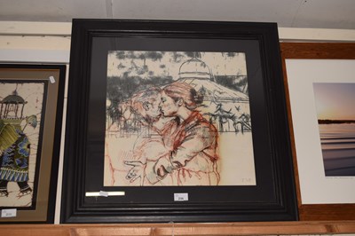 Lot 236 - Tracey Myers Tango in the Park, coloured print,...