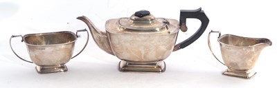 Lot 184 - George VI silver three piece tea set of...
