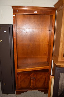 Lot 251 - Reproduction yew wood finish bookcase cabinet