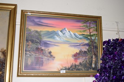 Lot 723 - Moutainous landscape, oil on canvas, gilt framed