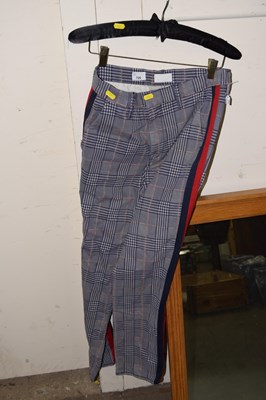 Lot 726 - A pair of blue check and blue and red stripe...