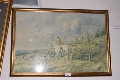 Lot 740 - Hunting scene, reproduction print, framed