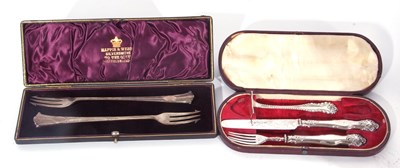 Lot 195 - Mixed Lot: cased late Victorian pair of silver...