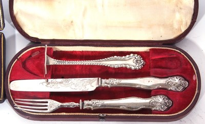 Lot 195 - Mixed Lot: cased late Victorian pair of silver...
