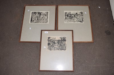Lot 775 - Three etchings by H Rayner, framed