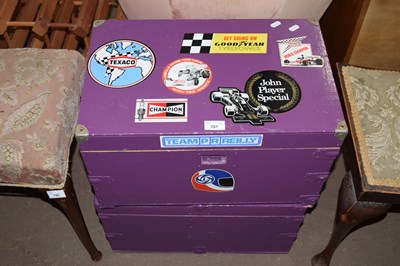 Lot 787 - Two purple painted storage boxes