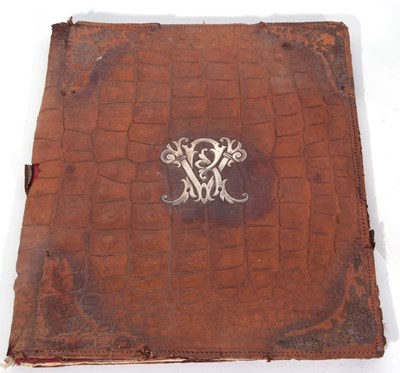 Lot 198 - Vintage large leather folder with a central...
