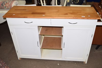 Lot 876 - Pine topped white painted kitchen unit