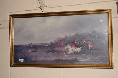 Lot 905 - Hunting print, reproduction, framed