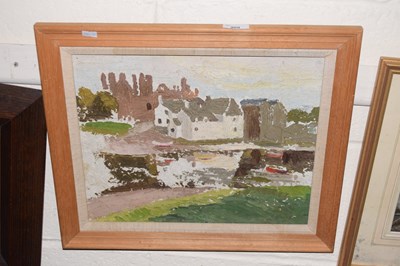 Lot 908 - An impasto style landscape, framed