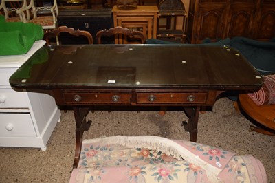 Lot 329 - A mahogany two drawer sofa table on end supports