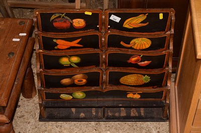 Lot 354 - Modern letter rack painted with fruit and...