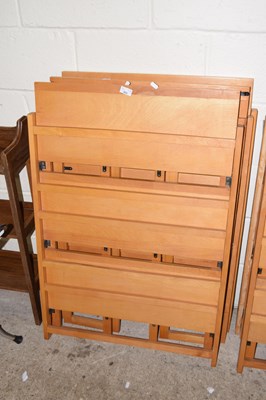 Lot 368 - A set of three folding wooden shelf units