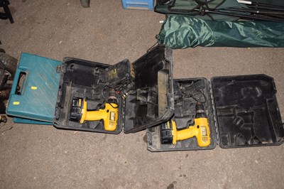 Lot 385 - Two Dewalt cordless drills and a further...