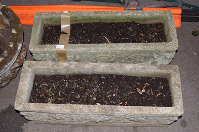 Lot 389 - A pair of rectangular concrete planters