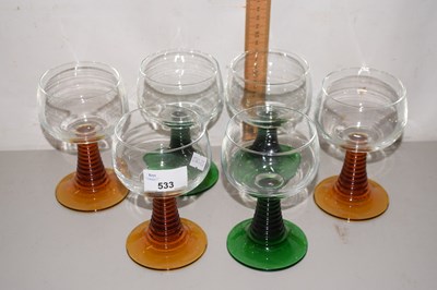 Lot 533 - A group of six coloured drinking glasses