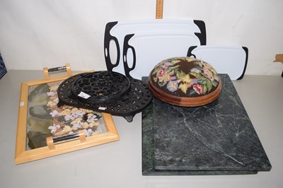 Lot 536 - Mixed Lot: A pair of trivets, a sewing cushion...