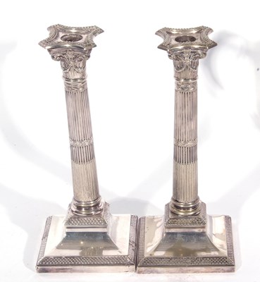 Lot 224 - Pair of silver plated Corinthian column...