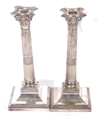 Lot 224 - Pair of silver plated Corinthian column...