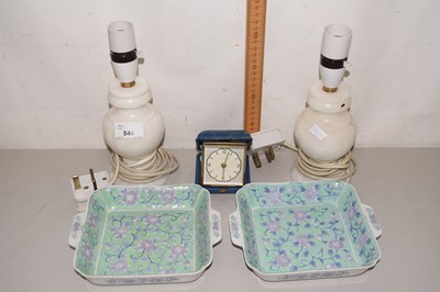 Lot 544 - A pair of onyx lamp stands together with...