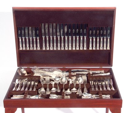 Lot 226 - Kings pattern silver plated canteen of cutlery,...
